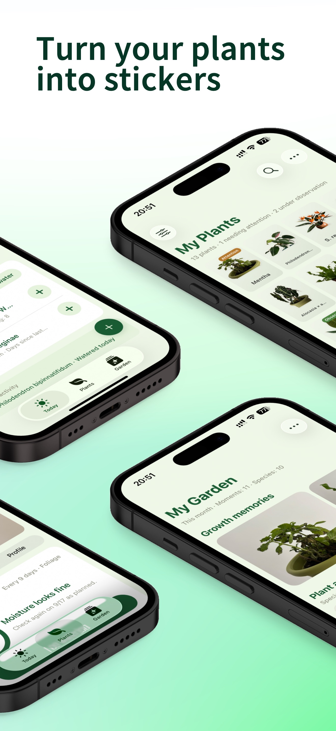 GraviPlant plant stickers and collection